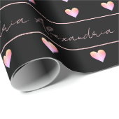 Personalisierter Name Herz Schwarz Geschenkpapier (Rolleneckpunkt)