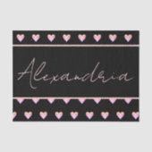 Personalisierter Name Herz Schwarz Seidenpapier (Vorderseite)