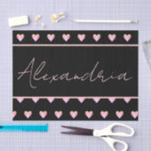 Personalisierter Name Herz Schwarz Seidenpapier (Handwerk)