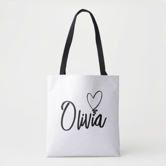 PERSONALISIERTER NAME HERZ TOT BAG TASCHE (Vorderseite)