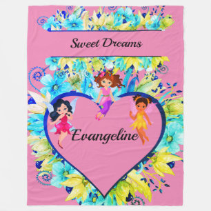 Personalisierter Name Herz und Fairies Fleecedecke