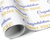 Personalisierter Name Herzlichen Glückwunsch Blue Geschenkpapier (Rolleneckpunkt)