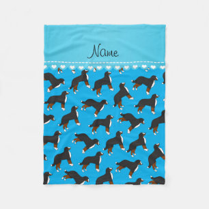Personalisierter Name Himmel Blau Berner Hunde Fleecedecke