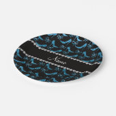 Personalisierter Name Himmel blauer Glitzer High H Pappteller (Schrägansicht)