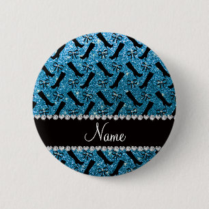 Personalisierter Name Himmel blauer Glitzer Stiefe Button