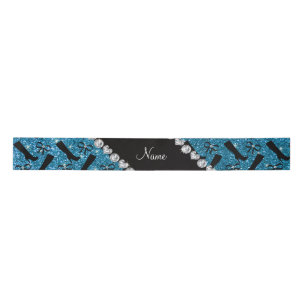Personalisierter Name Himmel blauer Glitzer Stiefe Satinband