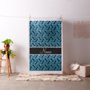 Personalisierter Name Himmel blauer Glitzer Stiefe Stoff