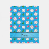 Personalisierter Name Himmelblau Baseball Geburtst Fleecedecke (Vorderseite)