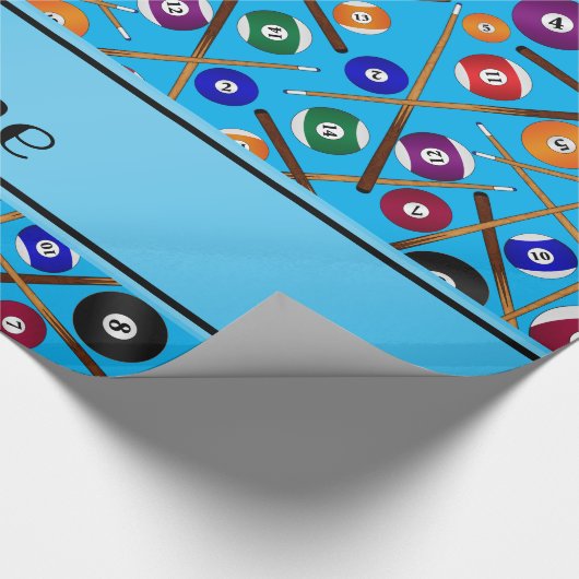 Personalisierter Name Himmelblau farbiges Poolmust Geschenkpapier (Ecke)