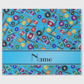 Personalisierter Name Himmelblau farbiges Poolmust Geschenkpapier (Flach)