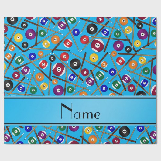 Personalisierter Name Himmelblau farbiges Poolmust Geschenkpapier (Flach)