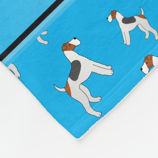 Personalisierter Name Himmelblau Fox Terrier Hunde Fleecedecke (Ecke)