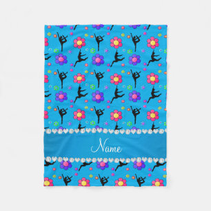 Personalisierter Name Himmelblau Gymnastik Blume Fleecedecke
