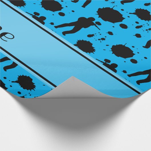 Personalisierter Name Himmelblau Painballmuster Geschenkpapier (Ecke)