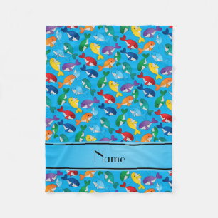 Personalisierter Name Himmelblau-Regenbogenblauer Fleecedecke