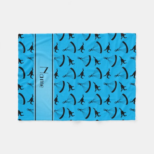Personalisierter Name Himmelblau Skydiving-Muster Fleecedecke (Vorderseite (Horizontal))