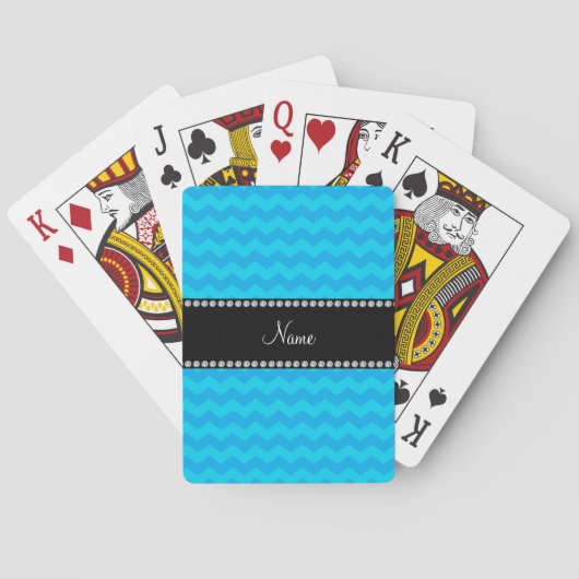Personalisierter Name Himmelblau Spielkarten (Rückseite)