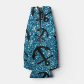 Personalisierter Name Himmelsblau Glitzer Anker Flaschenkühler (Rückseite)