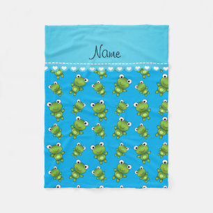 Personalisierter Name Himmelsblauer Frosch Fleecedecke