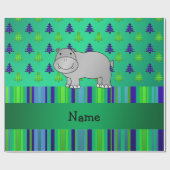 Personalisierter Name Hippo Geschenkpapier (Flach)