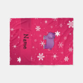 Personalisierter Name Hippo rosa Schneeflocken Fleecedecke (Vorderseite (Horizontal))