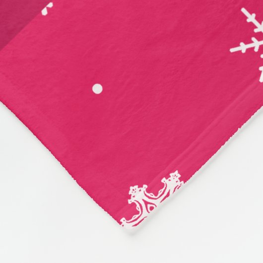 Personalisierter Name Hippo rosa Schneeflocken Fleecedecke (Ecke)