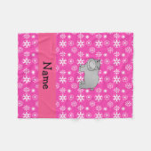 Personalisierter Name Hippo rosa Schneeflocken Fleecedecke (Vorderseite (Horizontal))