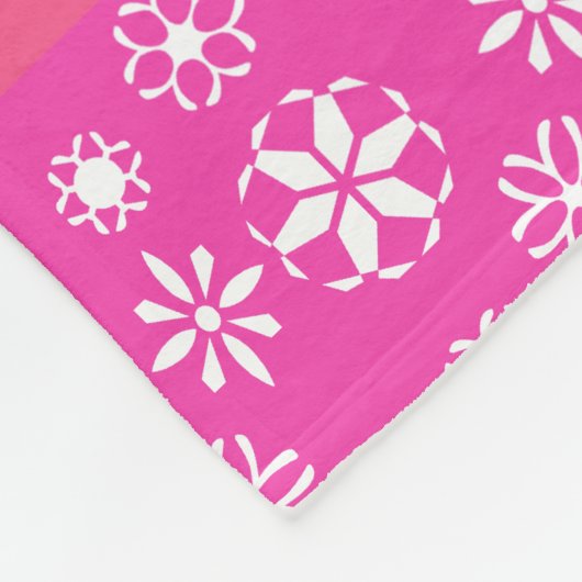 Personalisierter Name Hippo rosa Schneeflocken Fleecedecke (Ecke)