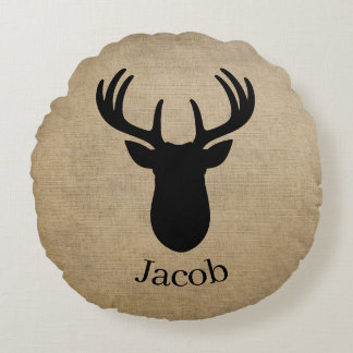 Personalisierter Name Hirsch Rundes Kissen