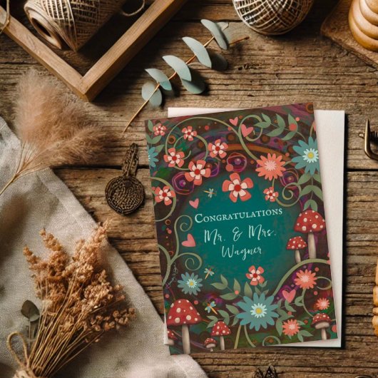 Personalisierter Name Hochzeit Hübsch Mushroom Ele Karte