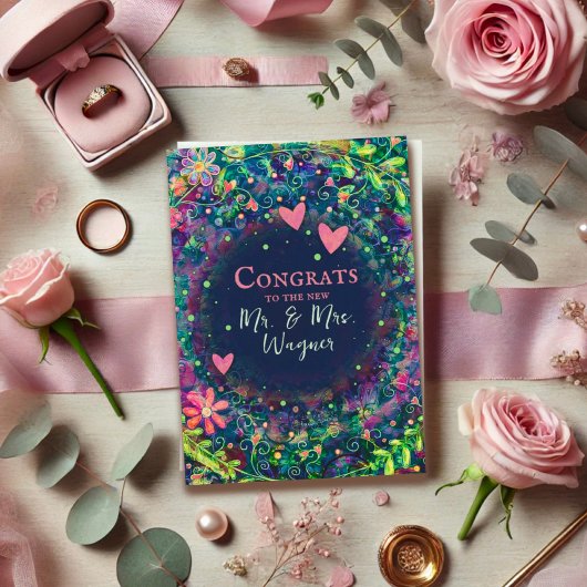 Personalisierter Name Hochzeit Modernes Lila Elega Karte