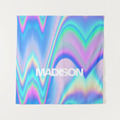 Personalisierter Name Holographic Wave Wandteppich (Vorderseite (Horizontal))