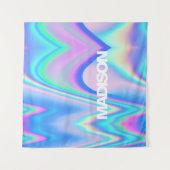Personalisierter Name Holographic Wave Wandteppich (Vorderseite)