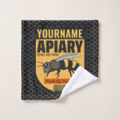 Personalisierter NAME Honey Bee Apiary Beehives Fa Badhandtuch Set (Waschlappen)