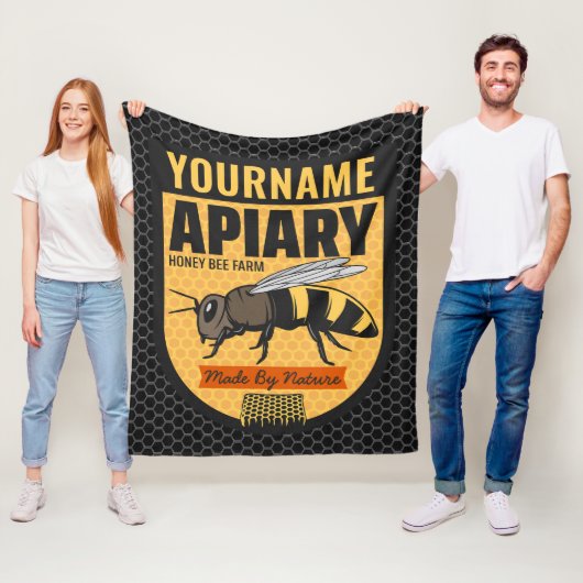 Personalisierter NAME Honey Bee Apiary Beehives Fa Fleecedecke (Beispiel)
