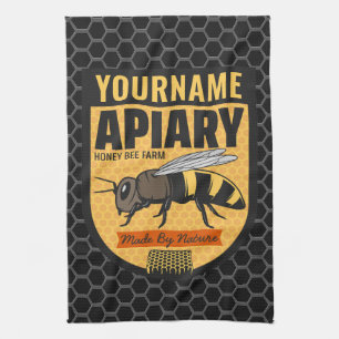 Personalisierter NAME Honey Bee Apiary Beehives Fa Geschirrtuch