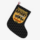 Personalisierter NAME Honey Bee Apiary Beehives Fa Großer Weihnachtsstrumpf (Vorderansicht (hängend))