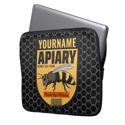 Personalisierter NAME Honey Bee Apiary Beehives Fa Laptopschutzhülle (Vorderseite Links)