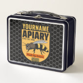 Personalisierter NAME Honey Bee Apiary Beehives Fa Metall Brotdose (Vorderseite)