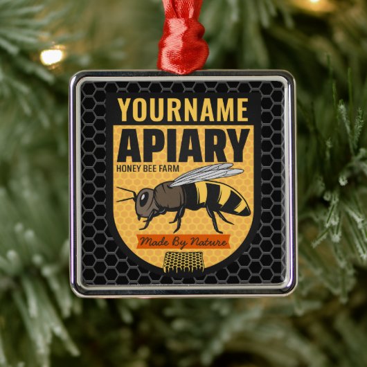 Personalisierter NAME Honey Bee Apiary Beehives Fa Ornament Aus Metall (Baum)