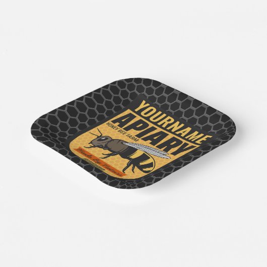 Personalisierter NAME Honey Bee Apiary Beehives Fa Pappteller (Gewinkelt)