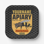 Personalisierter NAME Honey Bee Apiary Beehives Fa Pappteller (Vorderseite)