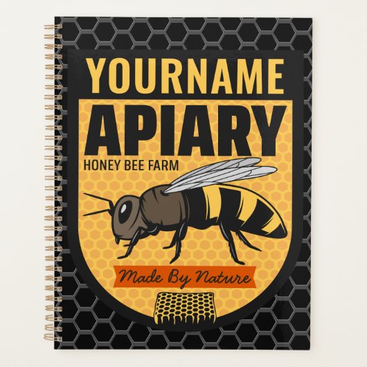 Personalisierter NAME Honey Bee Apiary Beehives Fa Planer (Vorderseite)