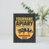 Personalisierter NAME Honey Bee Apiary Beehives Fa Postkarte (Stehend Vorderseite)