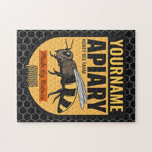 Personalisierter NAME Honey Bee Apiary Beehives Fa Puzzle (Horizontal)