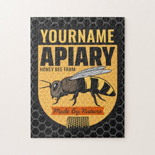 Personalisierter NAME Honey Bee Apiary Beehives Fa Puzzle (Vertikal)
