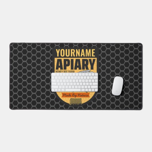 Personalisierter NAME Honey Bee Apiary Beehives Fa Schreibtischunterlage (Tastatur & Maus)