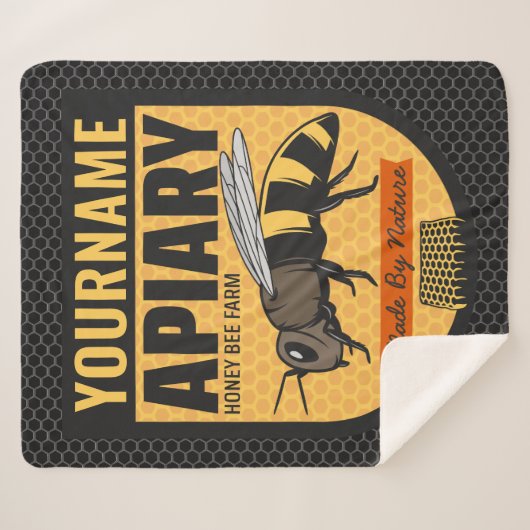 Personalisierter NAME Honey Bee Apiary Beehives Fa Sherpadecke (Vorderseite (Horizontal))