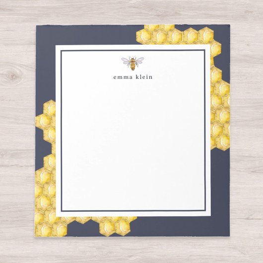 Personalisierter Name Honey Bee Navy Blue Notepad Notizblock