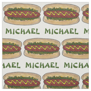 Personalisierter Name Hot Dog Mustard Relish Picni Stoff